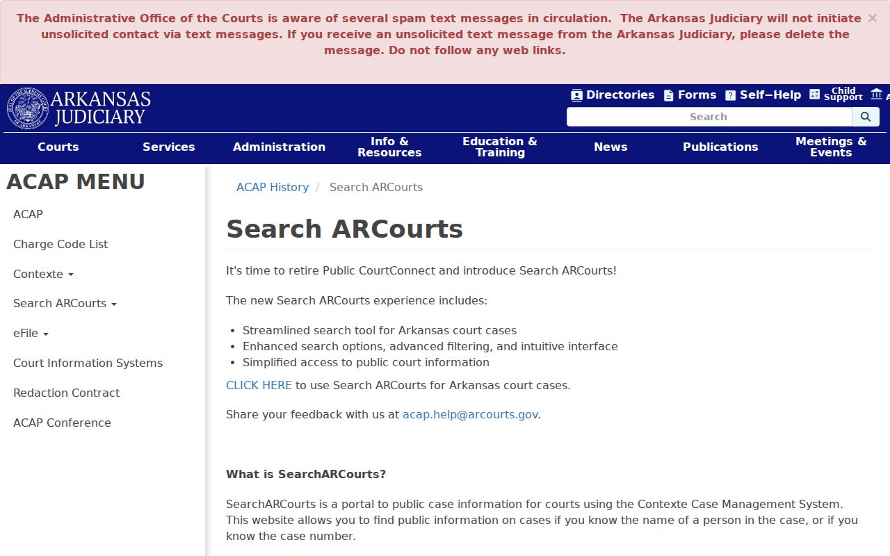 Dallas County active warrant Search ARCourts disclaimer