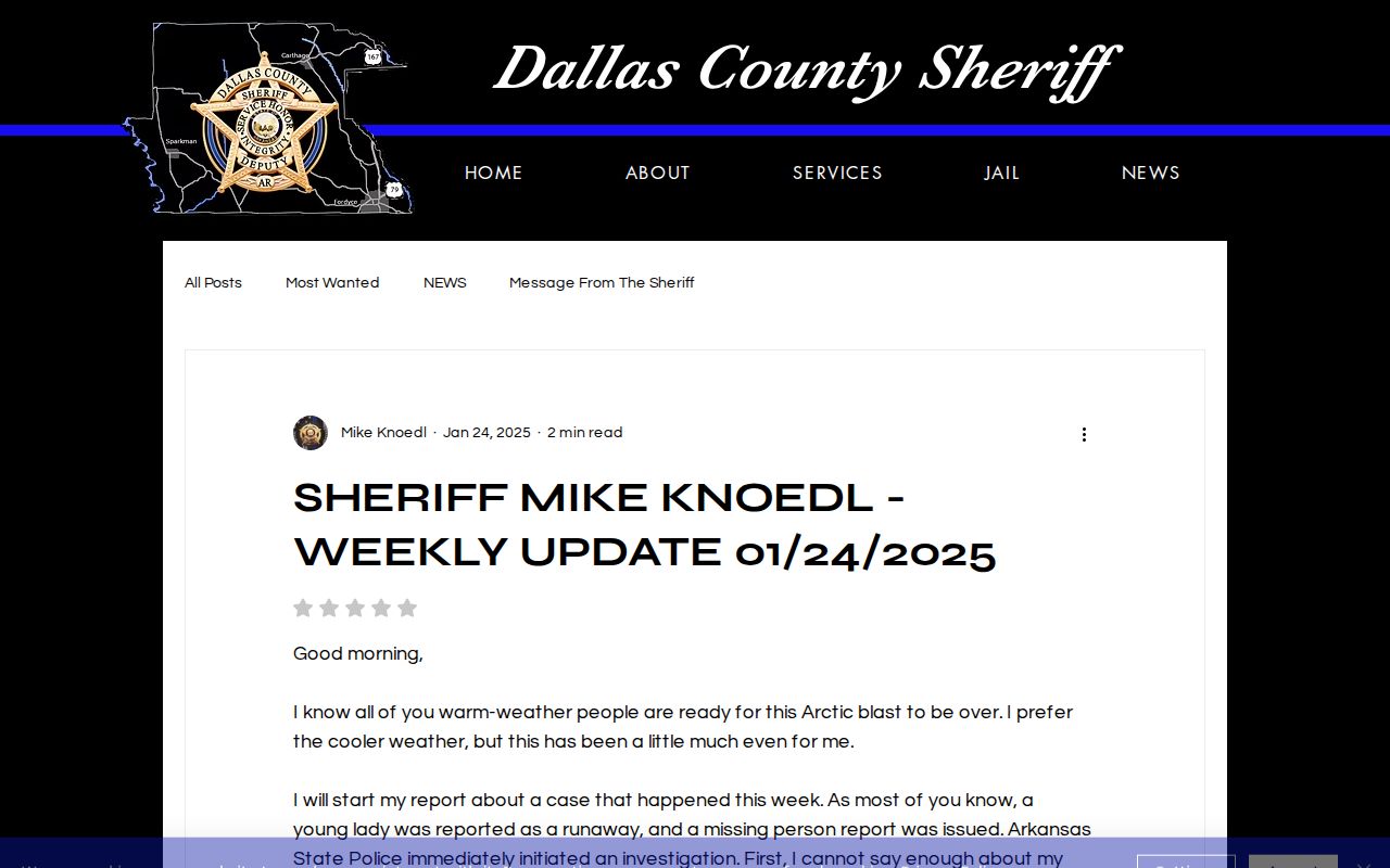 Dallas County warrant terms in an official update
